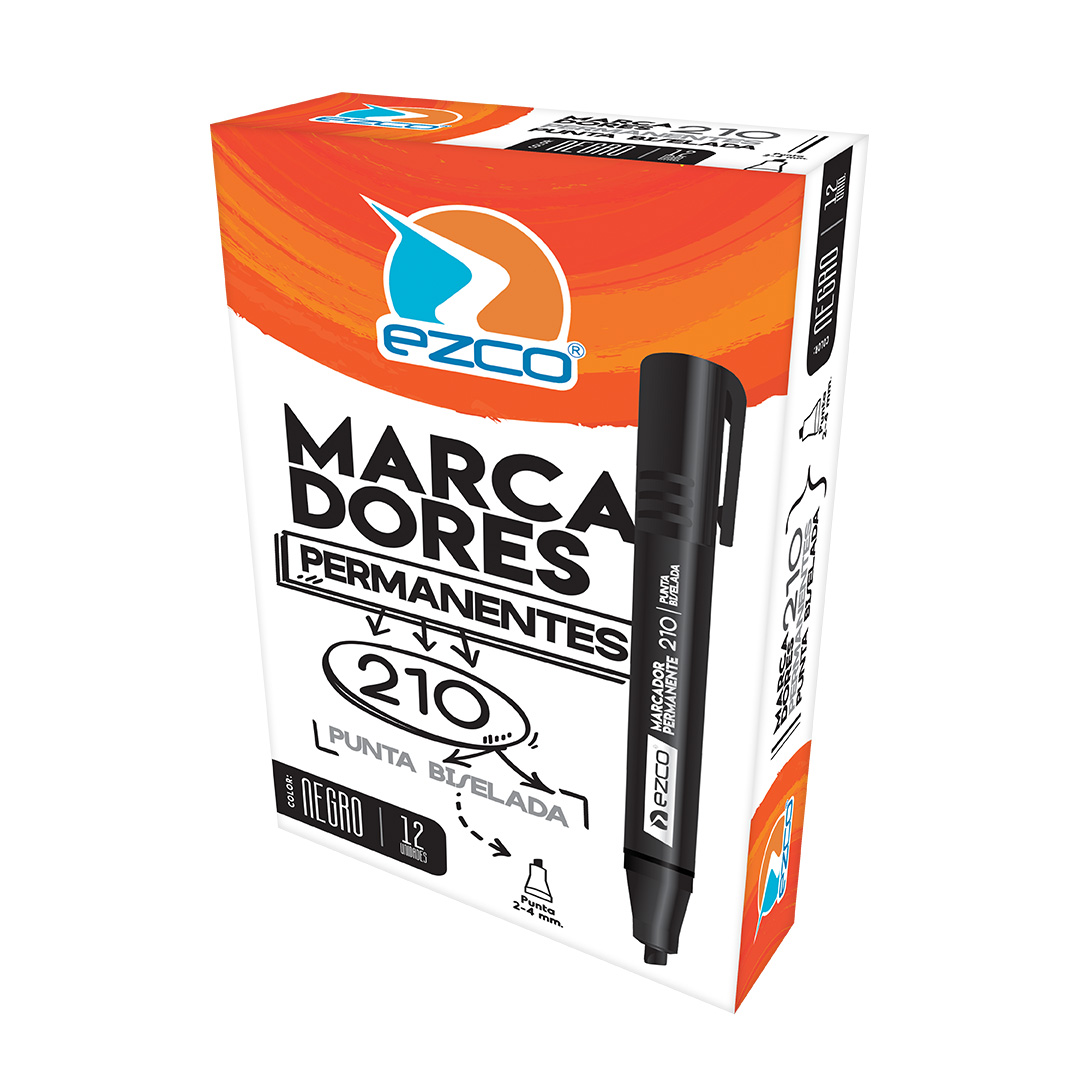 MARCADOR PERMANENTE EZCO 210 PUNTA  BISELADA NEGRO X12