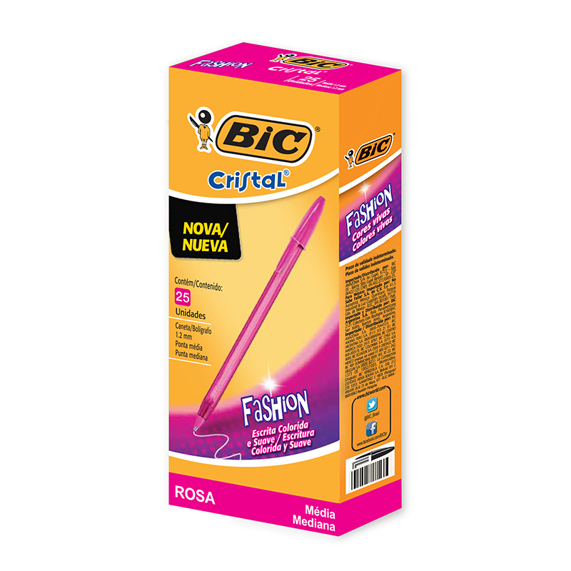  BOLIGRAFO BIC CRISTAL FASHION 1.2MM  ROSA X25