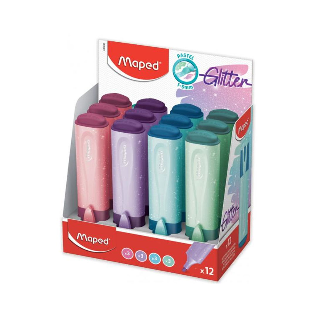  RESALTADOR CHATO MAPED X12 PASTEL  GLITTER