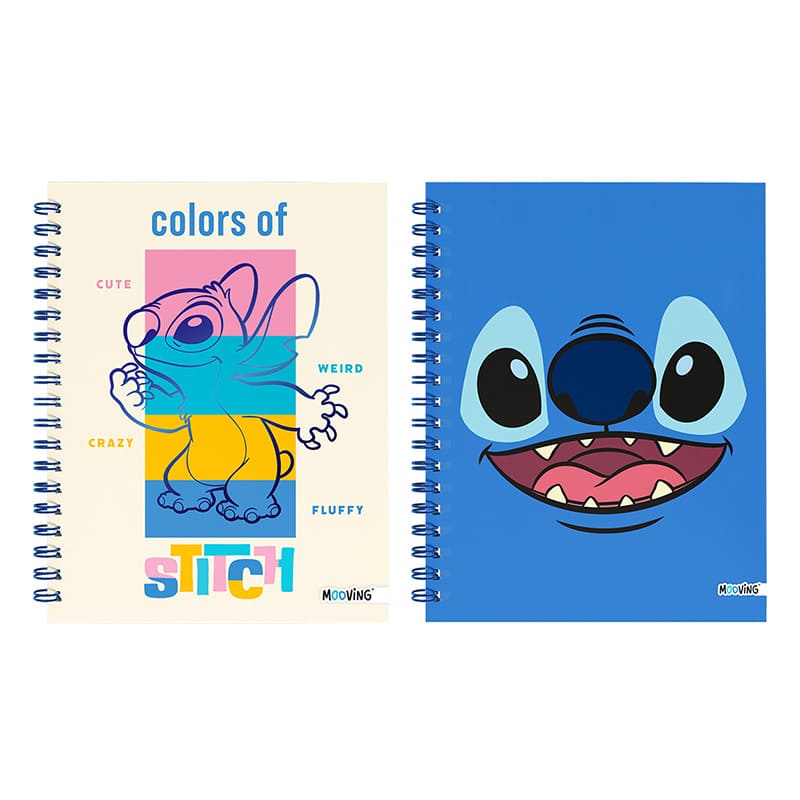  CUADERNO MOOVING 16X21 TAPA DURA ESPIRAL  80H RAYADO STITCH