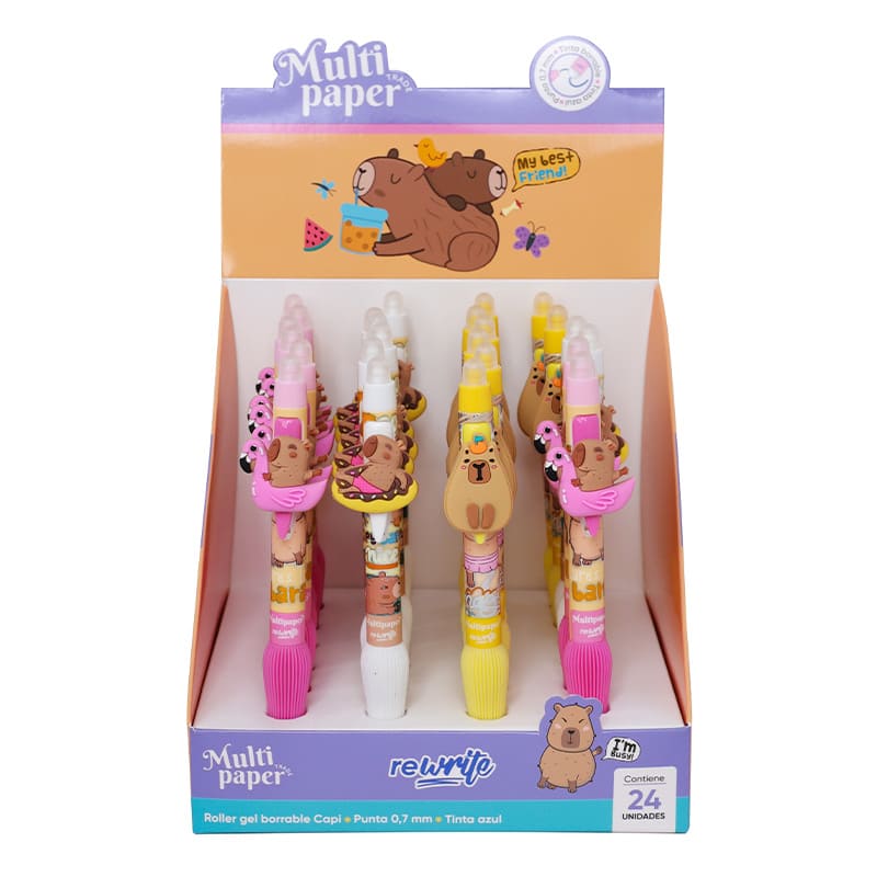 BOLIGRAFO RETRACTIL BORRABLE MULTIPAPER BIG CAPI DISPLAY X24 TINTA AZUL