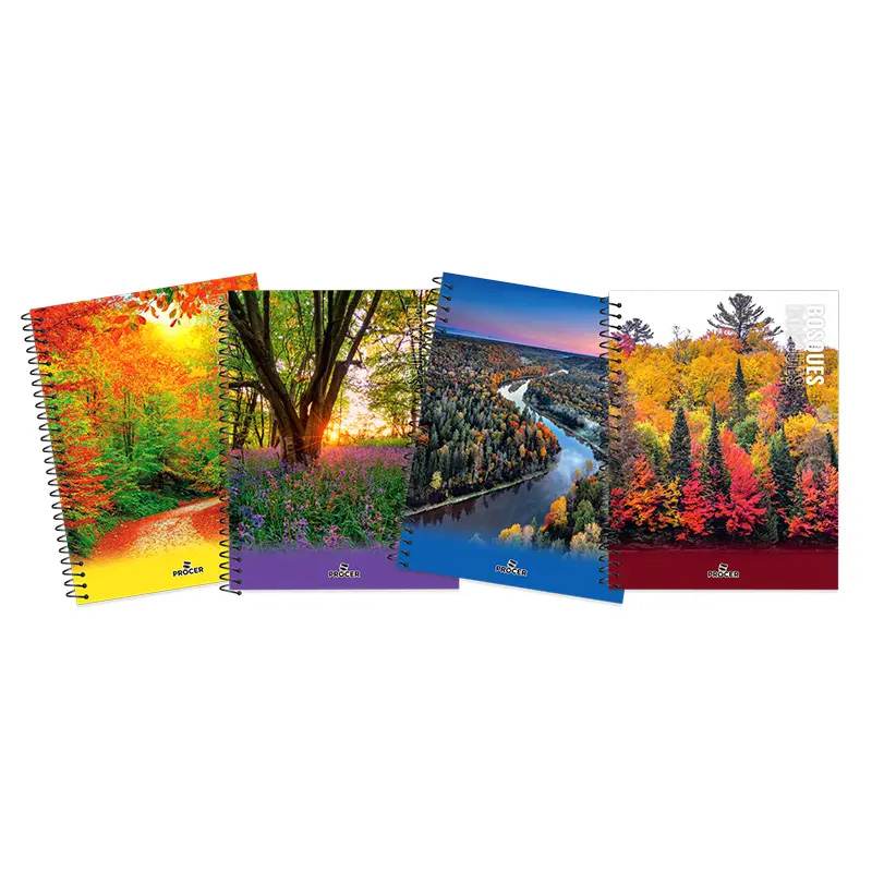  CUADERNO PROCER 29/7 TAPA FLEXIBLE  PAISAJE BOSQUES ESPIRAL 80 HOJAS RAYADO