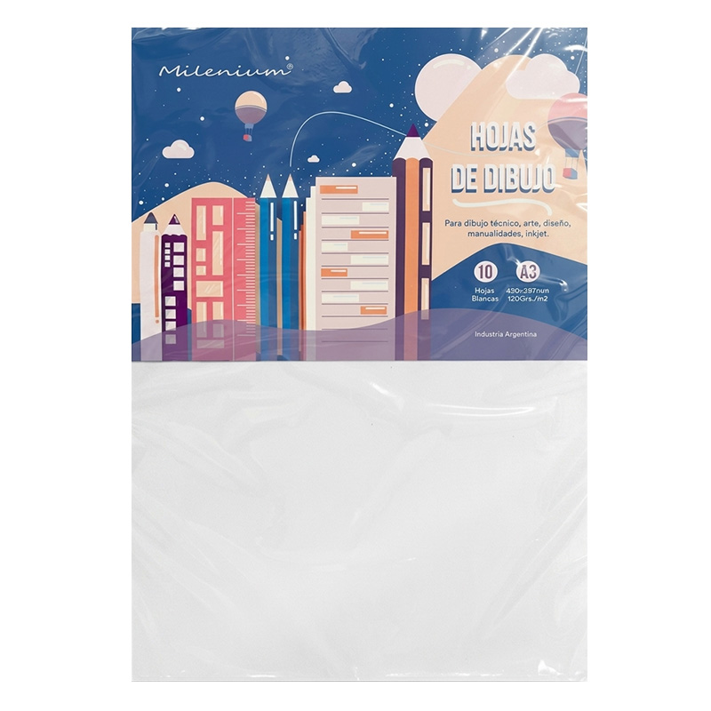  HOJAS DE DIBUJO MILENIUM A3 120GR X10H