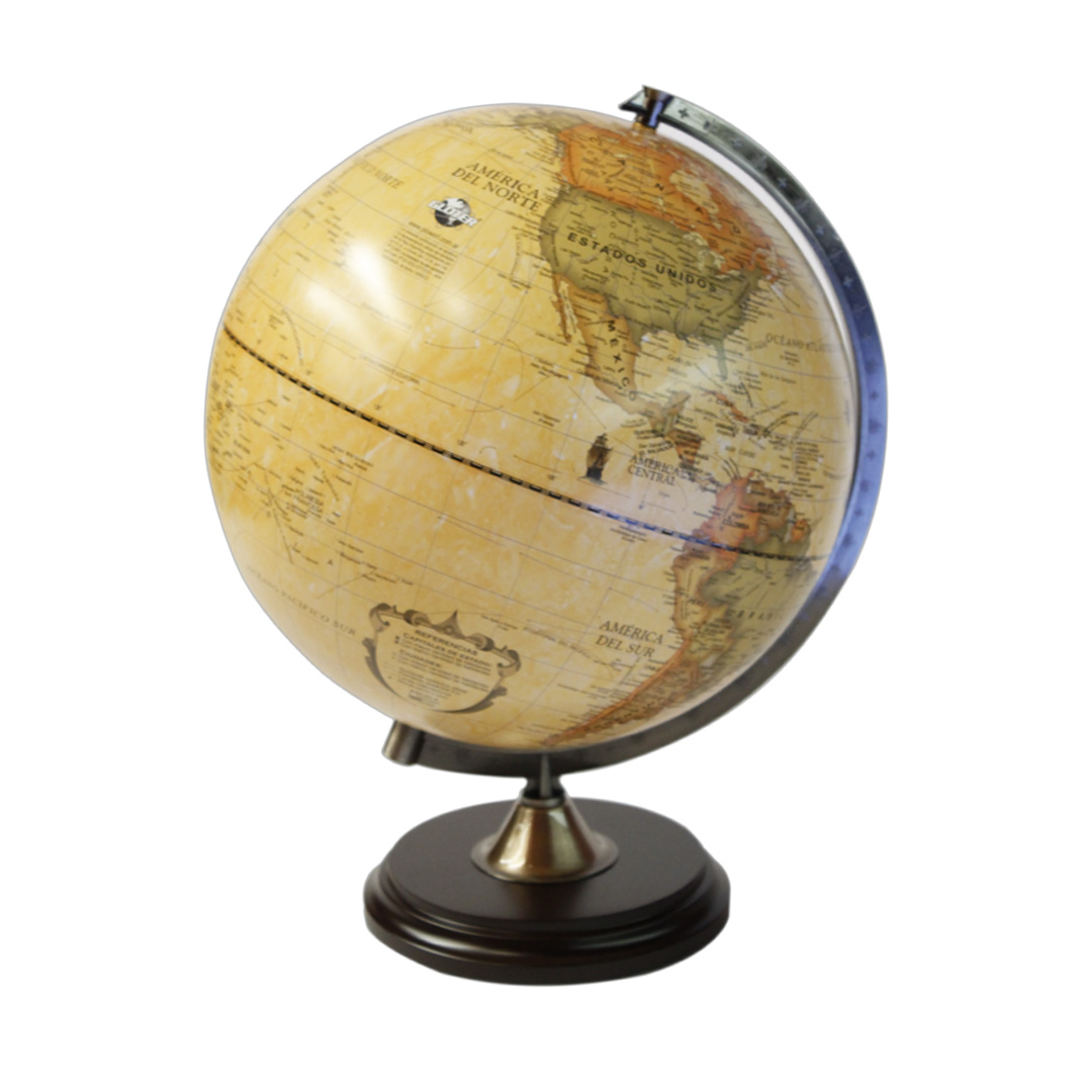  GLOBO TERRAQUEO 309AWM PLOW MADERA 30CM MERIDEANO METALICO ANTIGUO