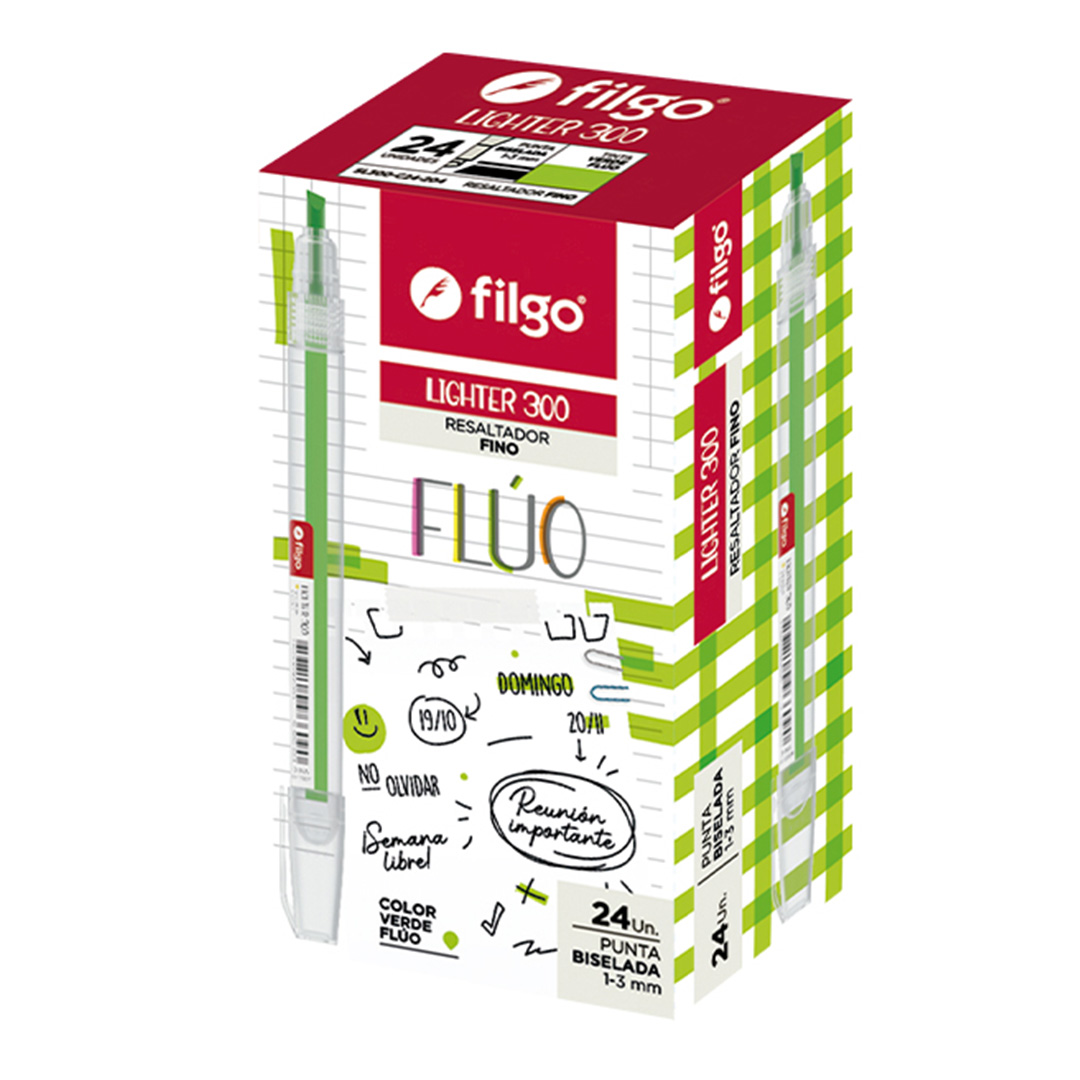  RESALTADOR FINO FILGO 300 X24 FLUO VERDE