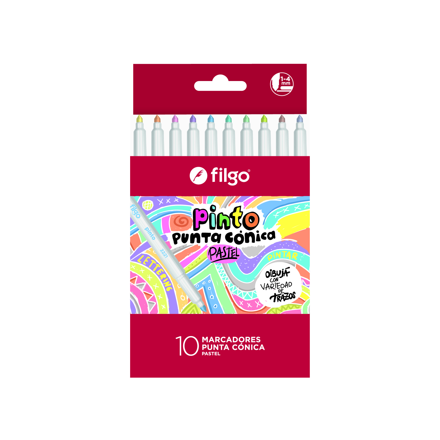  MARCADOR ESCOLAR FILGO PINTO 2221 CONIC X10 PASTEL