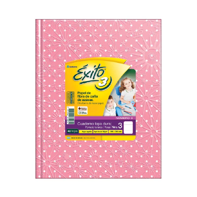  CUADERNO EXITO 19X24 TAPA CARTON LUNAR;
ROSA 48 HOJAS RAYADO