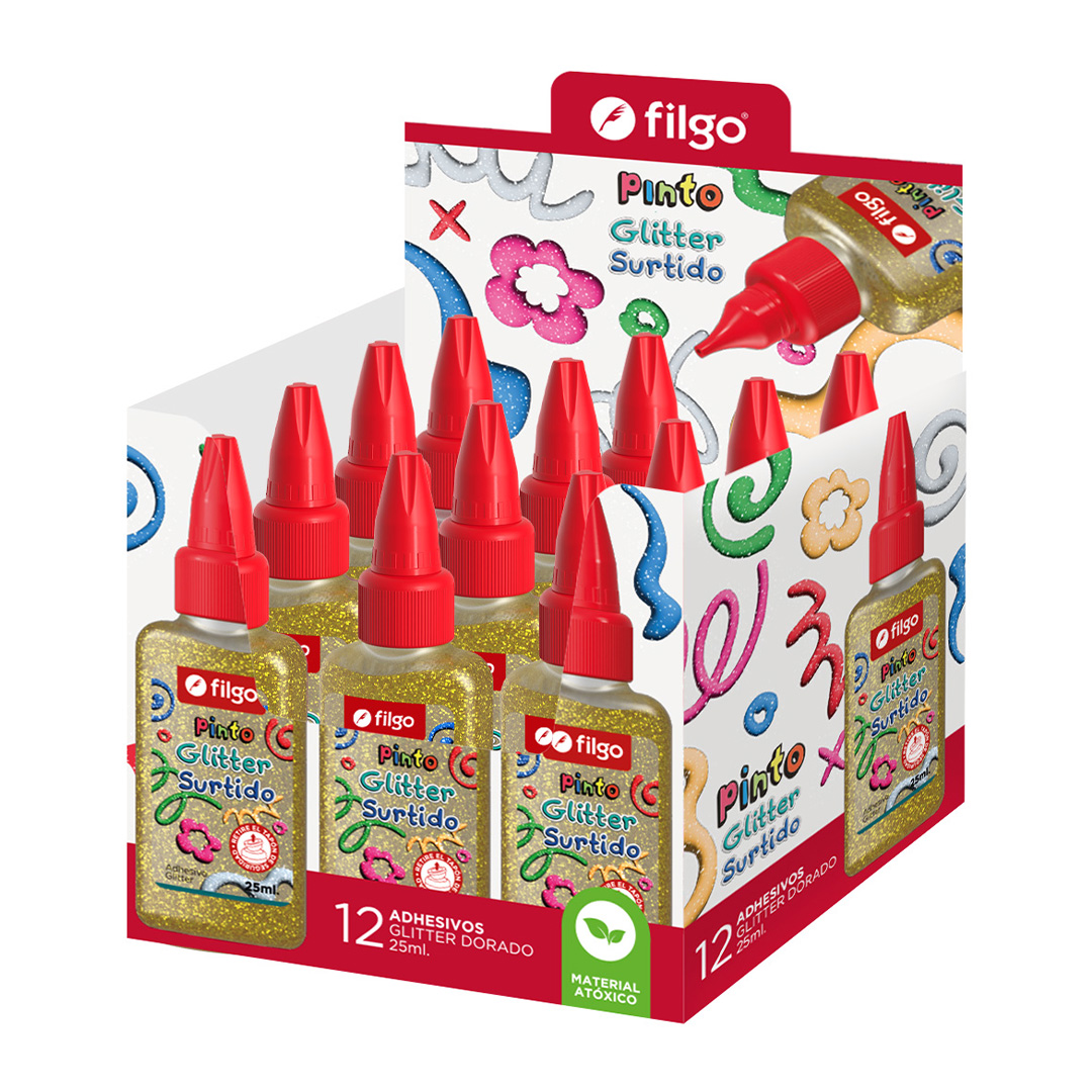  ADHESIVO GLITTER FILGO 25ML DORADO X12
