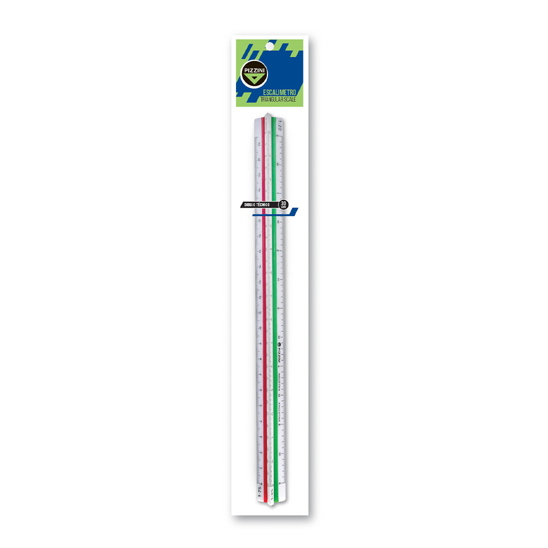  ESCALIMETRO PIZZINI 30CM TRIANGULAR CON LINEAS DE COLOR