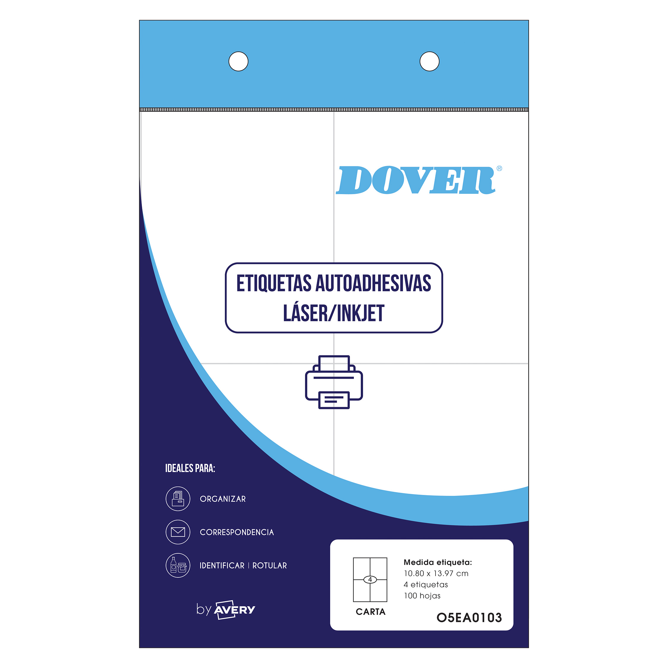  ETIQUETA DOVER CARTA 10,8X13,97 4 ETIQ;
X100 HOJAS