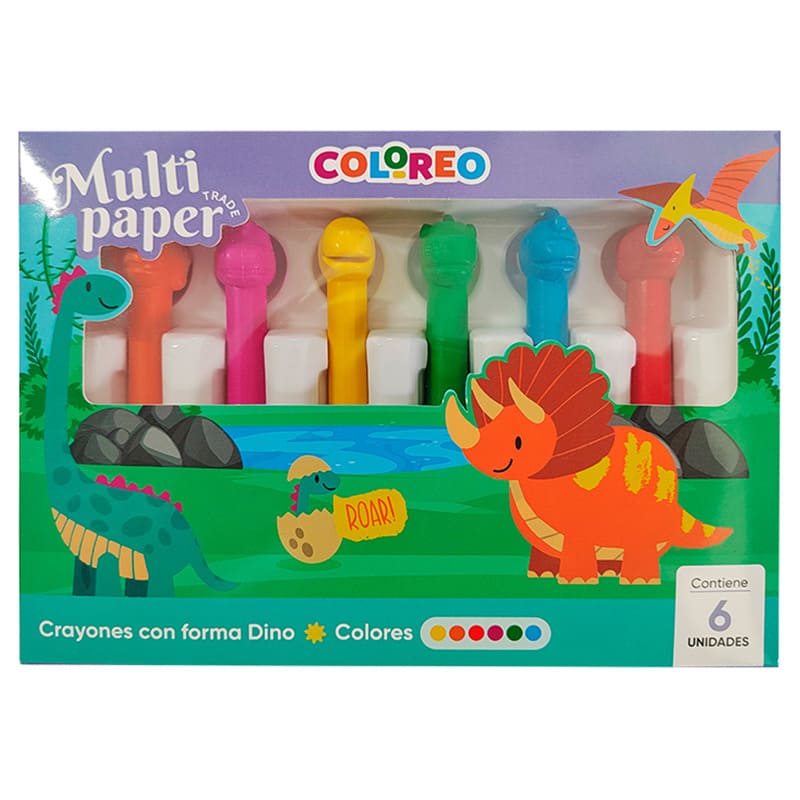  CRAYON MULTIPAPER CON FORMAS DINO X6