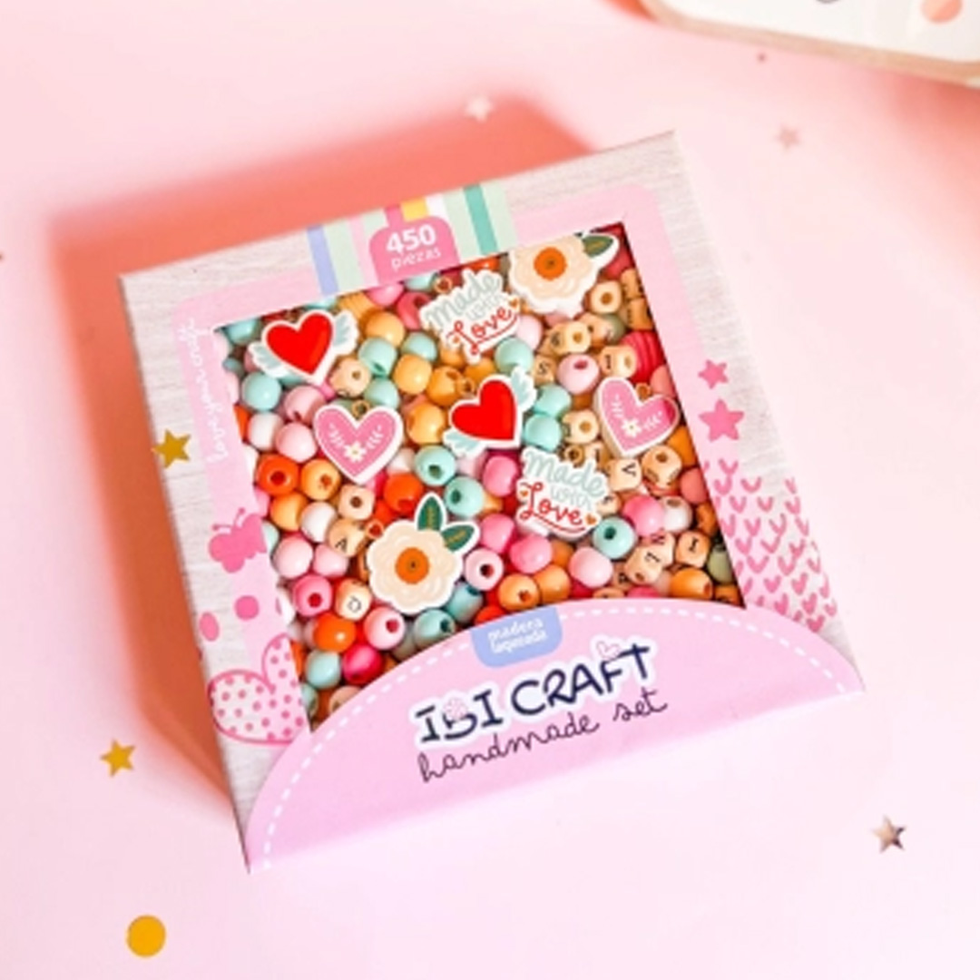  SET IBICRAFT VALIJA CUENTAS MADERA  CORAZON