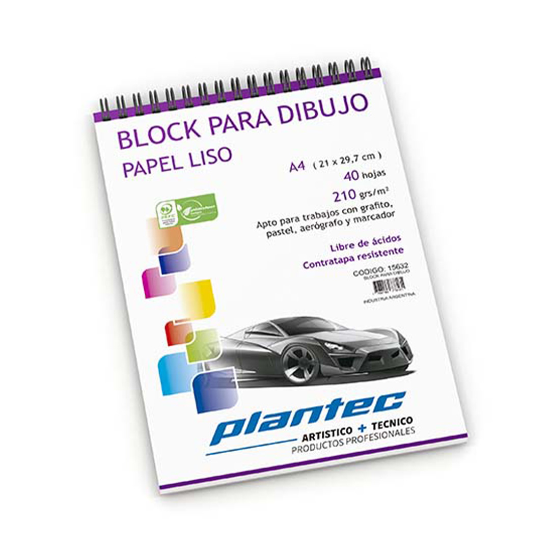  BLOCK DIBUJO PLANTEC ESPIRALADO 210GR A4  X40 HOJAS
