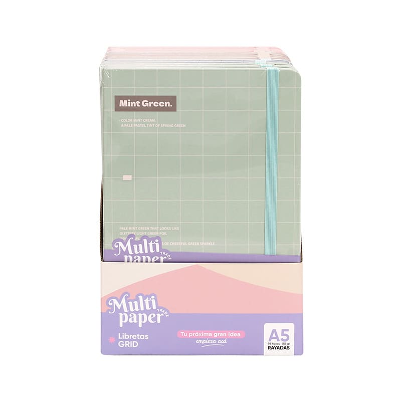  LIBRETA A5 MULTIPAPER GRID 80GR 96  HOJAS RAYADO PACK X12