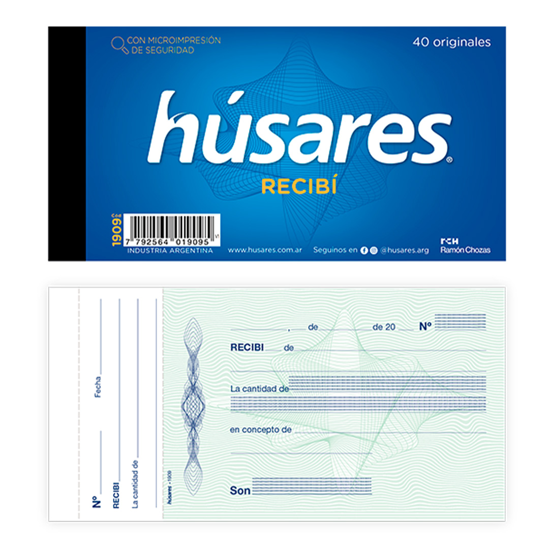  TALONARIO HUSARES 1901 RECIBO GRANDE  10.5X22