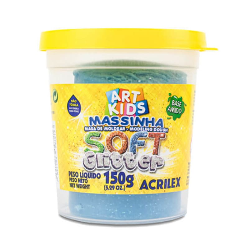  MASA MODELAR SOFT ACRILEX GLITTER POTE;
150G AZUL X6