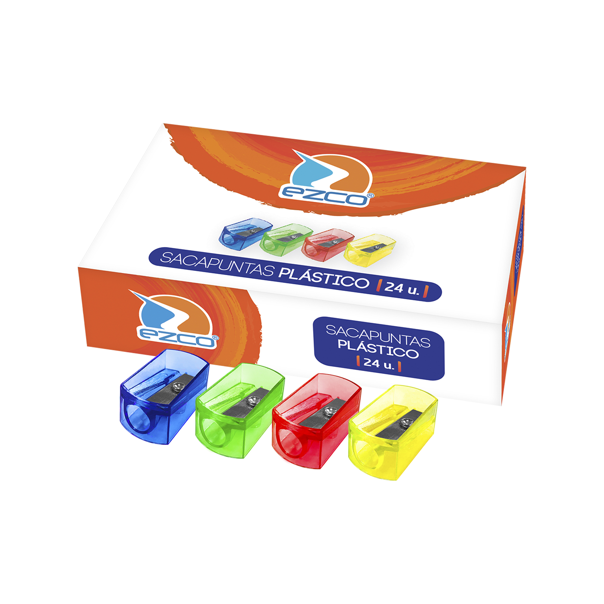  SACAPUNTAS EZCO PLASTICO TRANSPARENTECAJA X24