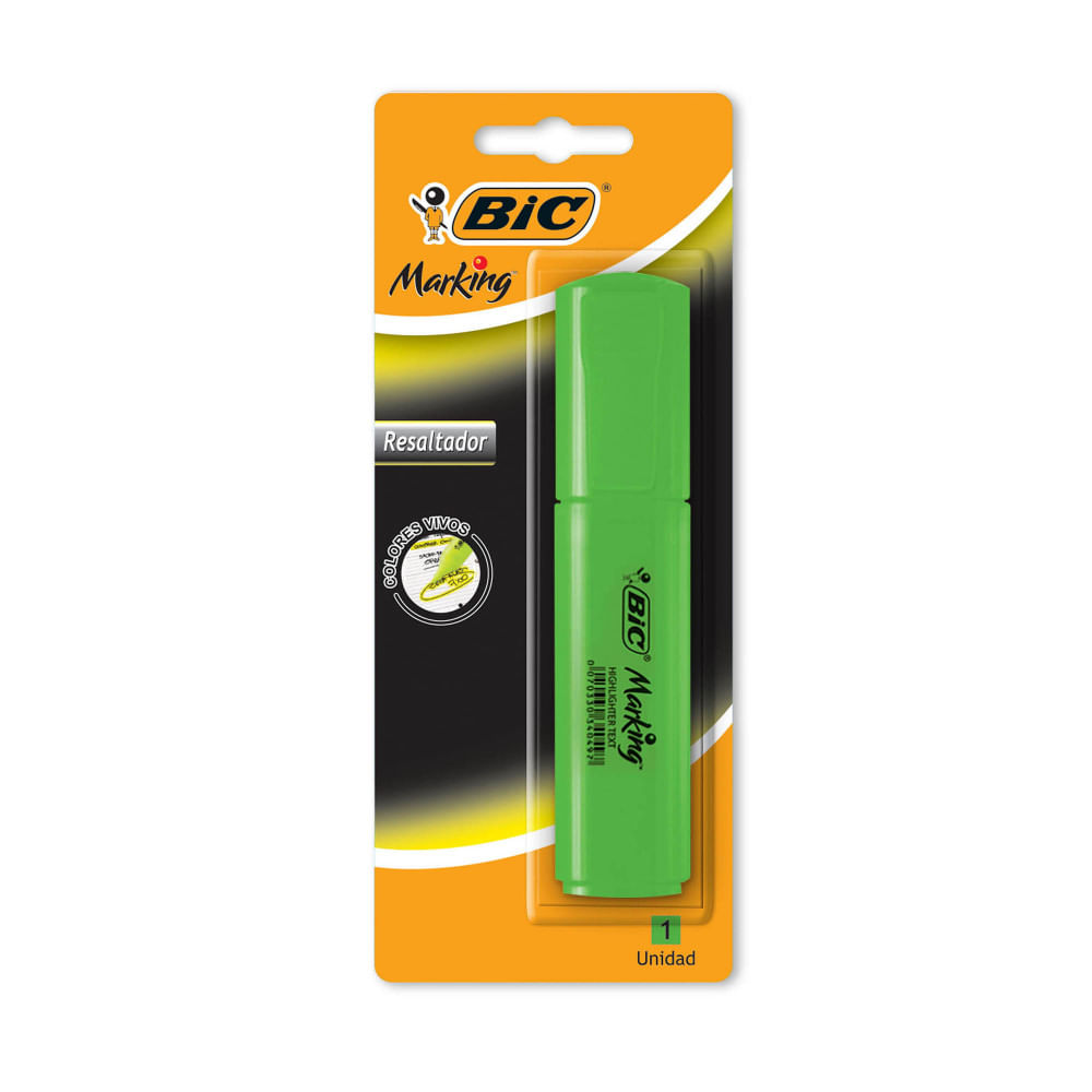  RESALTADOR CHATO BIC BLISTER X1 FLUO  VERDE