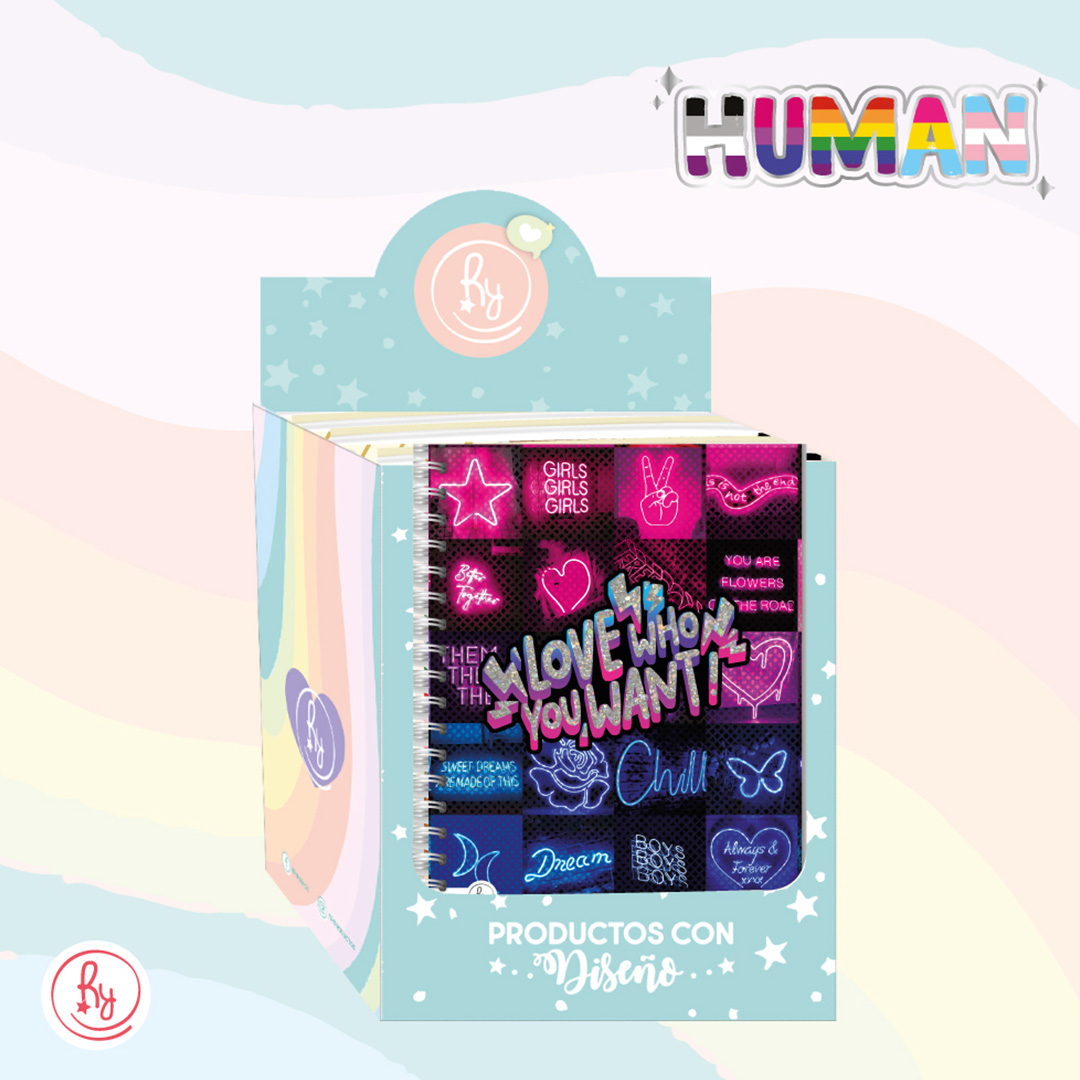  CUADERNO REYSA 15X21 TAPA DURA HUMAN 80H  RAYADO EXH X8