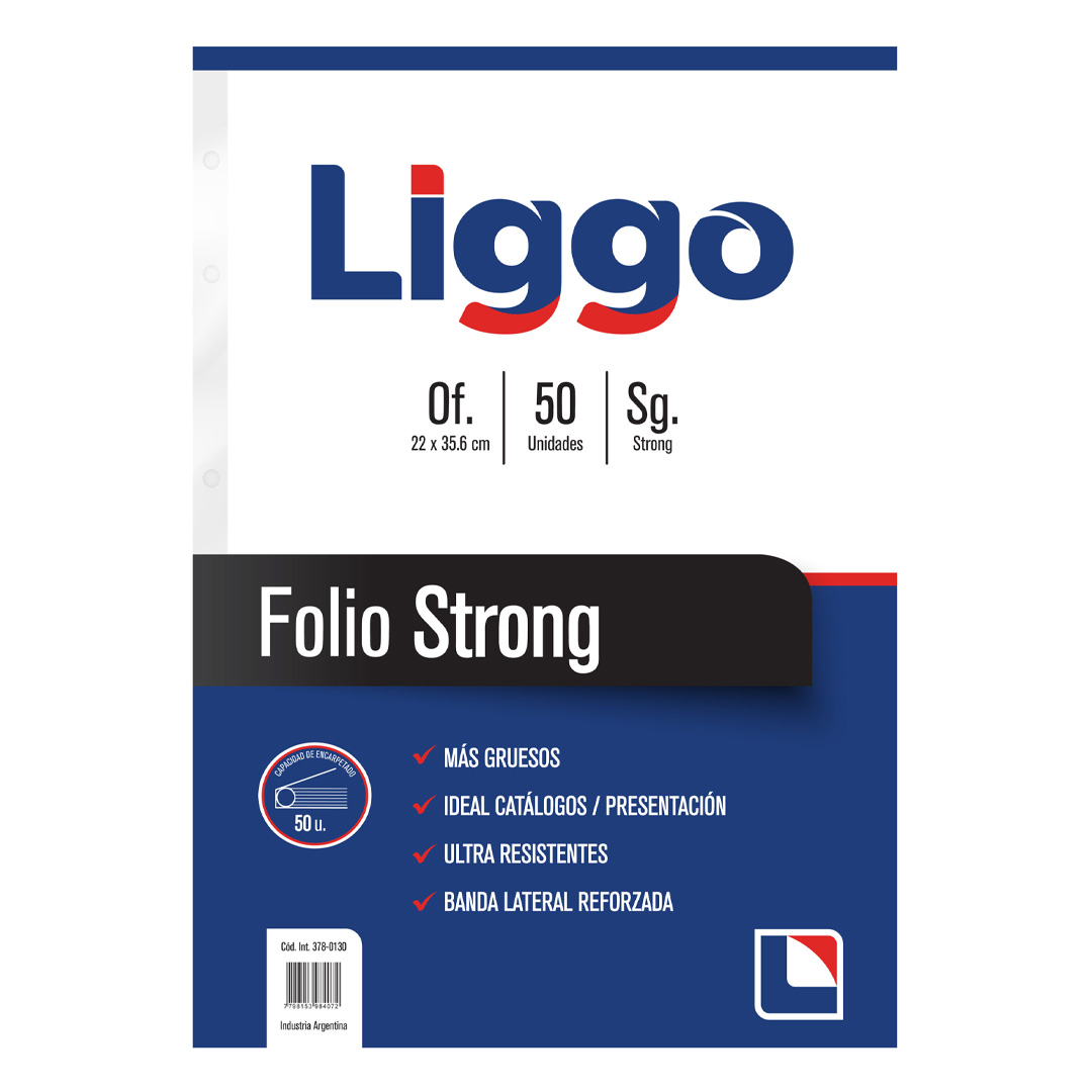  FOLIO OFICIO 100 MICRONES LIGGO STRONG;
X50