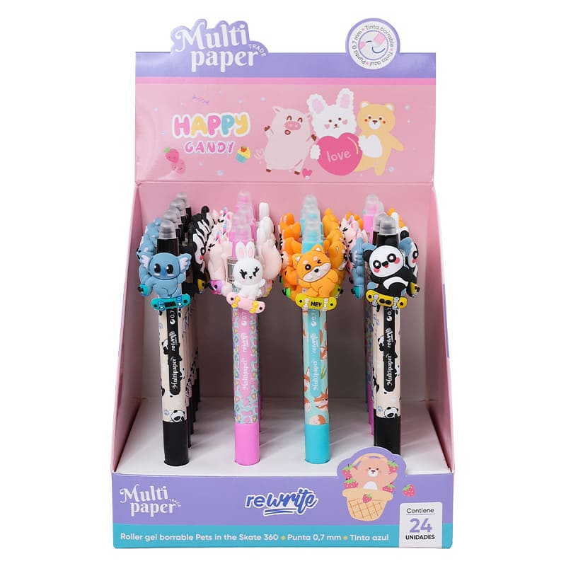  BOLIGRAFO RETRACTIL BORRABLE MULTIPAPER BIG CAPI DISPLAY X24 TINTA AZUL