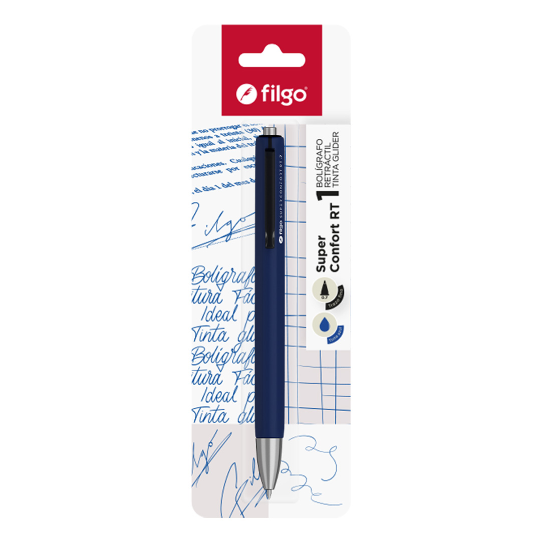  BOLIGRAFO RETRACTIL FILGO GLIDER CONFORT  0.7 BLISTER X1 AZUL