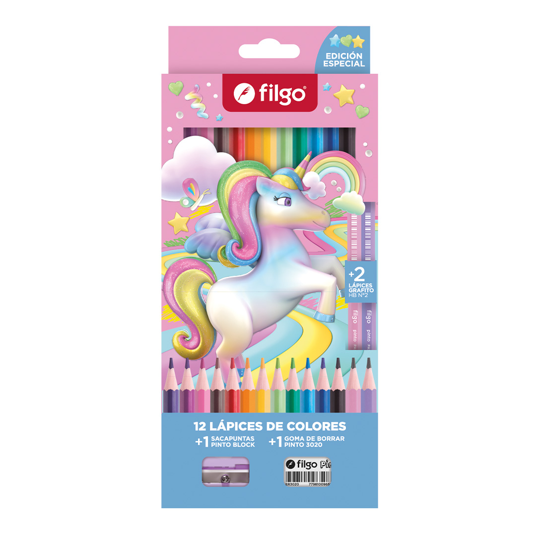 LAPIZ COLOR FILGO PINTO X12  FANTASY UNICORNIO