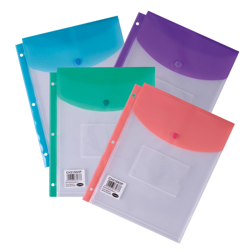  FOLIO ESCOLAR CON BOTON LAMA PP X12  COLORES SURTIDOS PASTEL CON PERFORACIONE