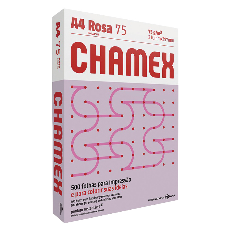  RESMA A4 CHAMEX 75 GR ROSA 500 HOJAS