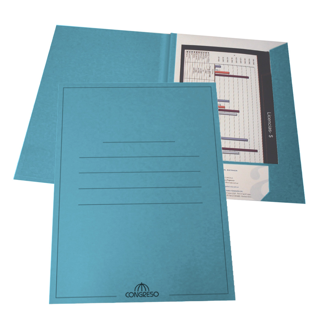  CARPETA PRESENTACION CONGRESO A4    240GR CELESTE X100