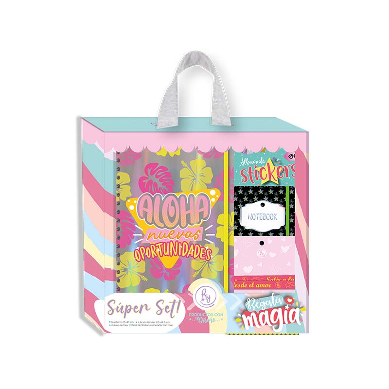  SET REYSA SUPER CUADERNO HOLOGRAFICO  (CUAD 15X21+LIBRETA+ANOTADOR+PULSERA)
