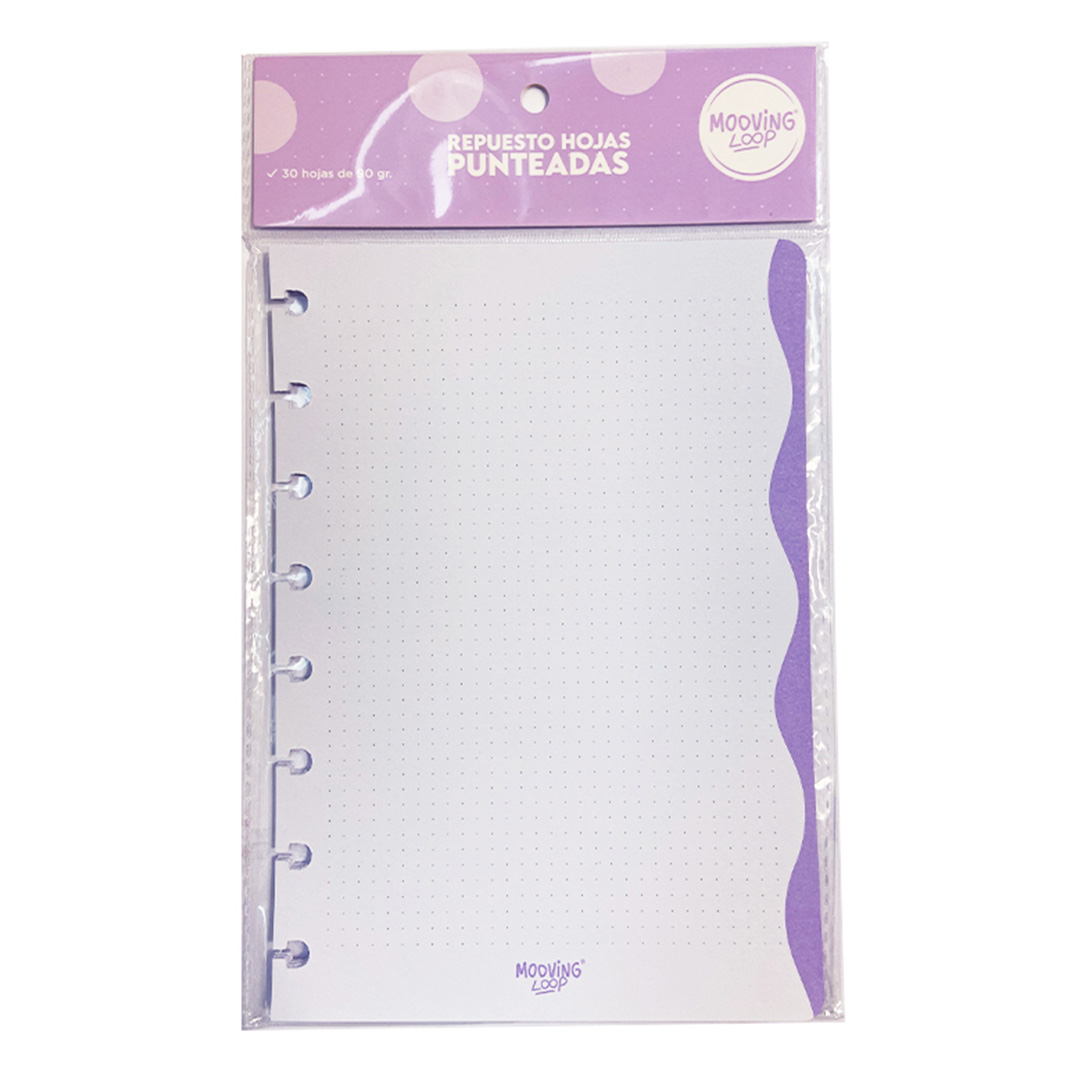  REPUESTO CUADERNO MOOVING LOOP A5  PUNTEADO X 30 HOJAS