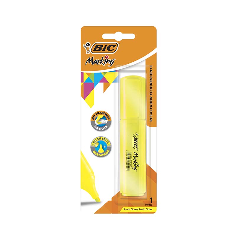  RESALTADOR CHATO BIC BLISTER X1 FLUO  AMARILLO