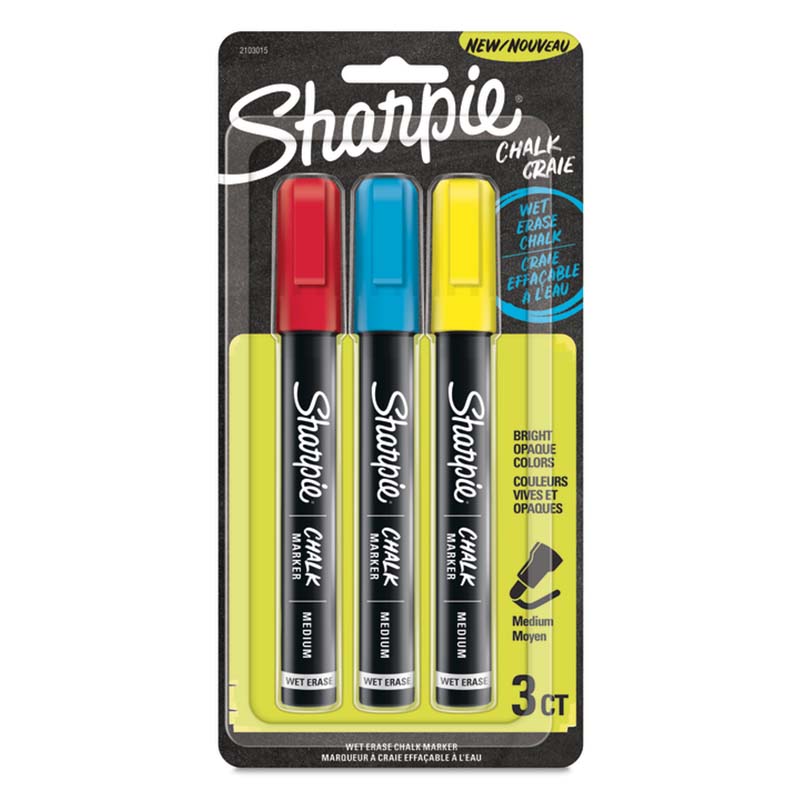  MARCADOR TIZA SHARPIE PRIMARY X3  AMARILLO - AZUL - ROJO