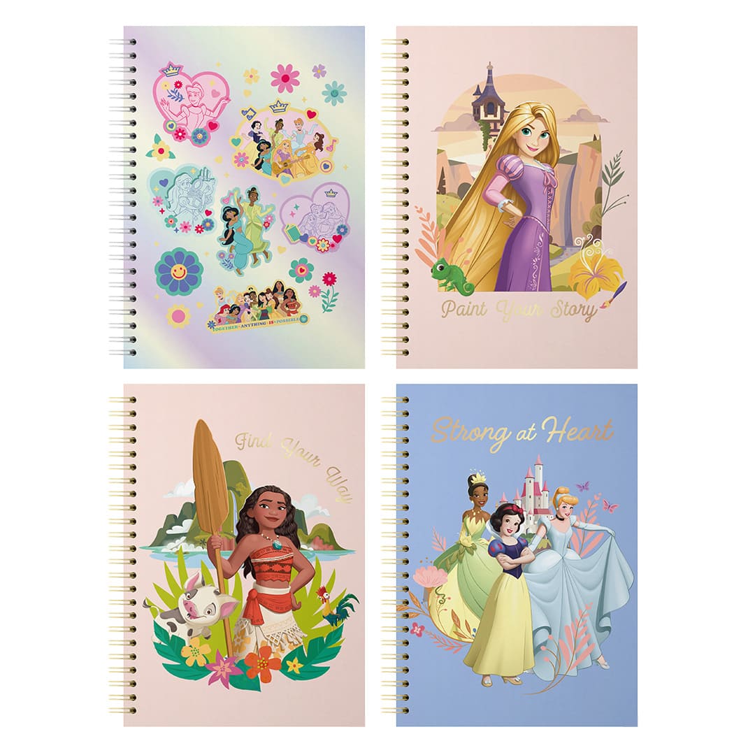  CUADERNO EZCO 16X21 TAPA DURA DOBLE;
ESPIRAL 80H RAYADO SURTIDO PRINCESA