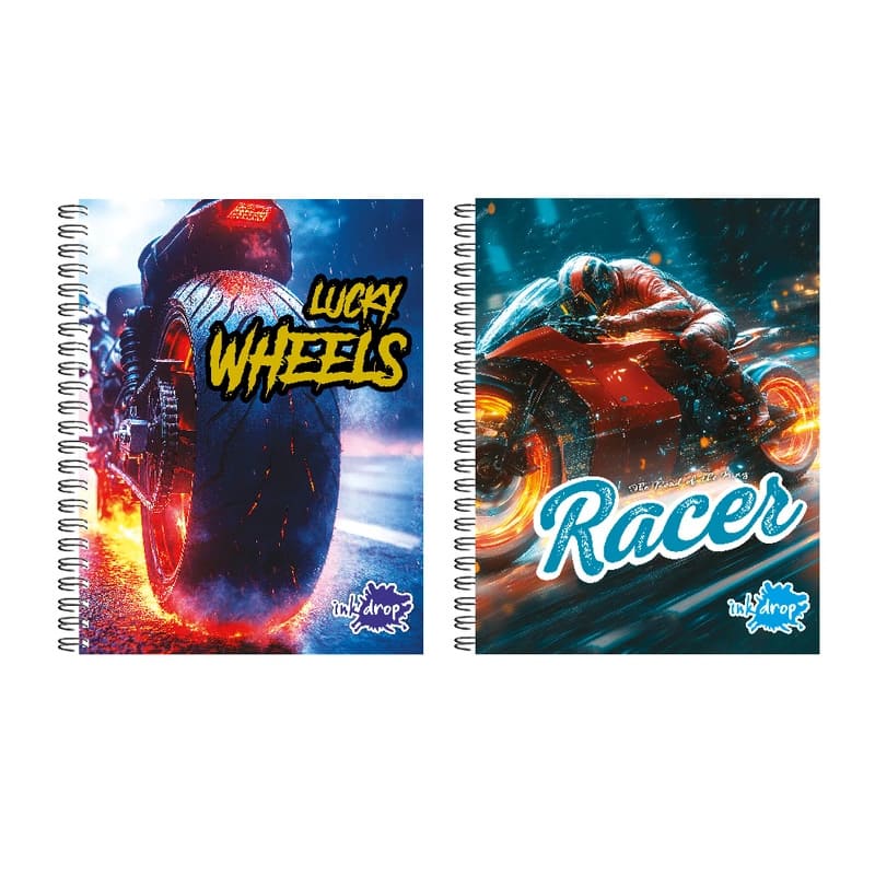  CUADERNO INKDROP A5 16X21 TAPA DURA  ESPIRAL 100H MOTO FIRE