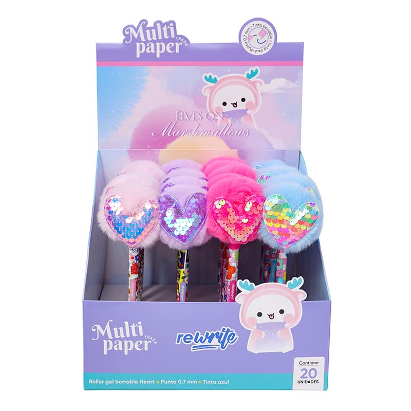  ROLLER BORRABLE MULTIPAPER HEART 07MMDISPLAY X20 TINTA AZUL