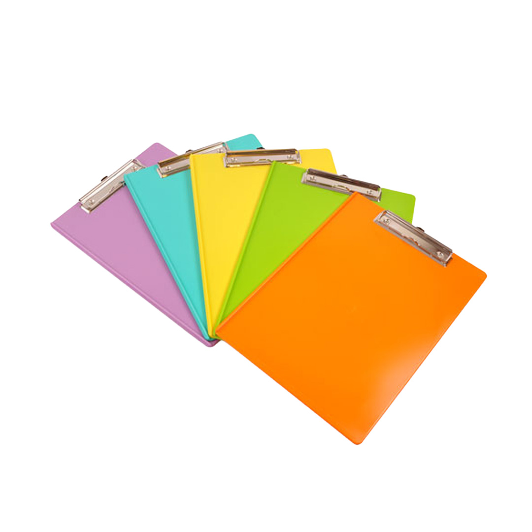  PORTA BLOCK OFICIO LIGGO CON CLIP  PLASTICO TREND PASTEL