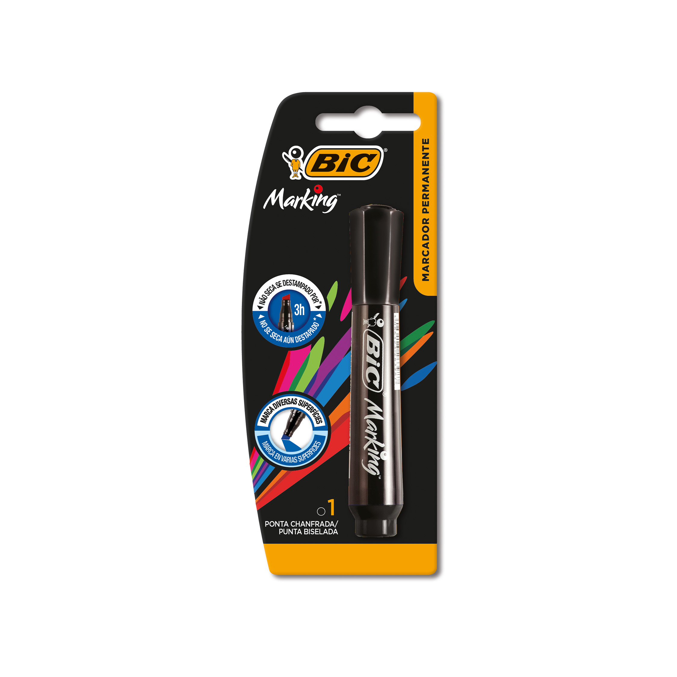  MARCADOR PERMANENTE BIC MARKING PUNTABISELADA NEGRO X1
