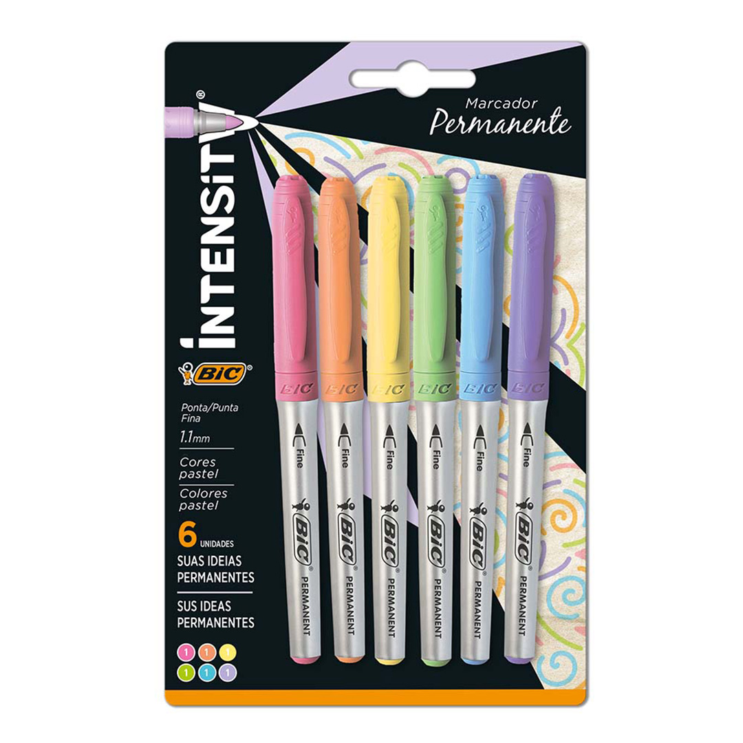  MARCADOR PERMANENTE BIC GRIP INTENSITY;
X6 PASTEL