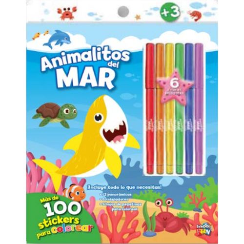  LIBRO PLOW COLOREAR STICKERS ANIMALESGRANJA CON 6 MARCADORES