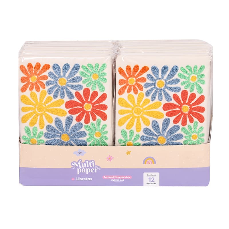  LIBRETA A5 MULTIPAPER 3D FABRIC FLOWER;
80GR 96 HOJAS RAYADO