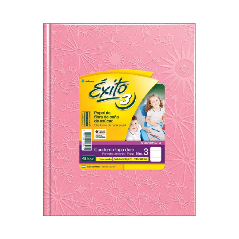  CUADERNO EXITO 19X24 TAPA CARTON FORRADO  ROSA 48 HOJAS RAYADO