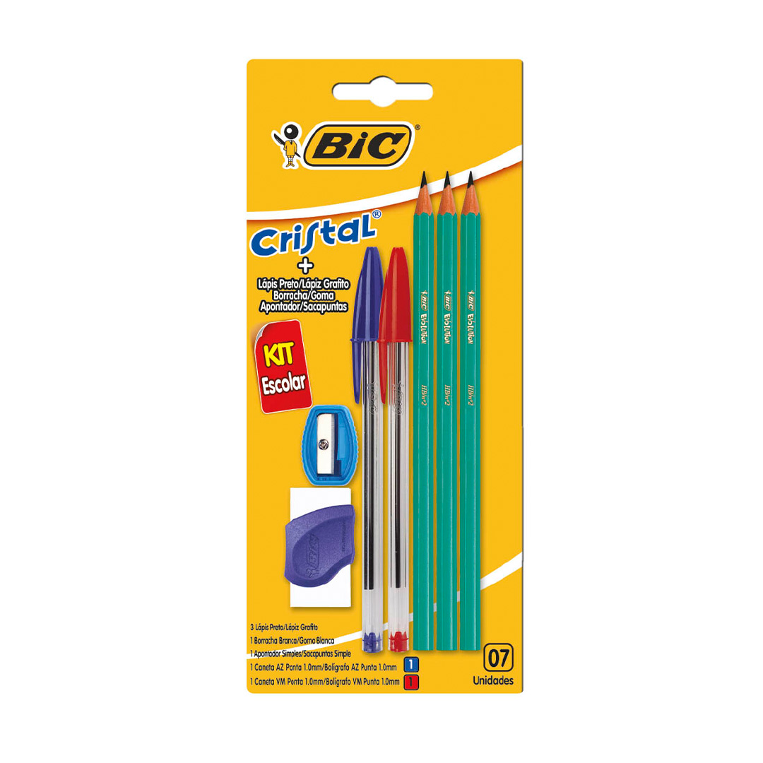  KIT BIC ESCOLAR ECONOMICO X7 (2 BOL,3GRAF,GOMA,SACAPUNTAS)