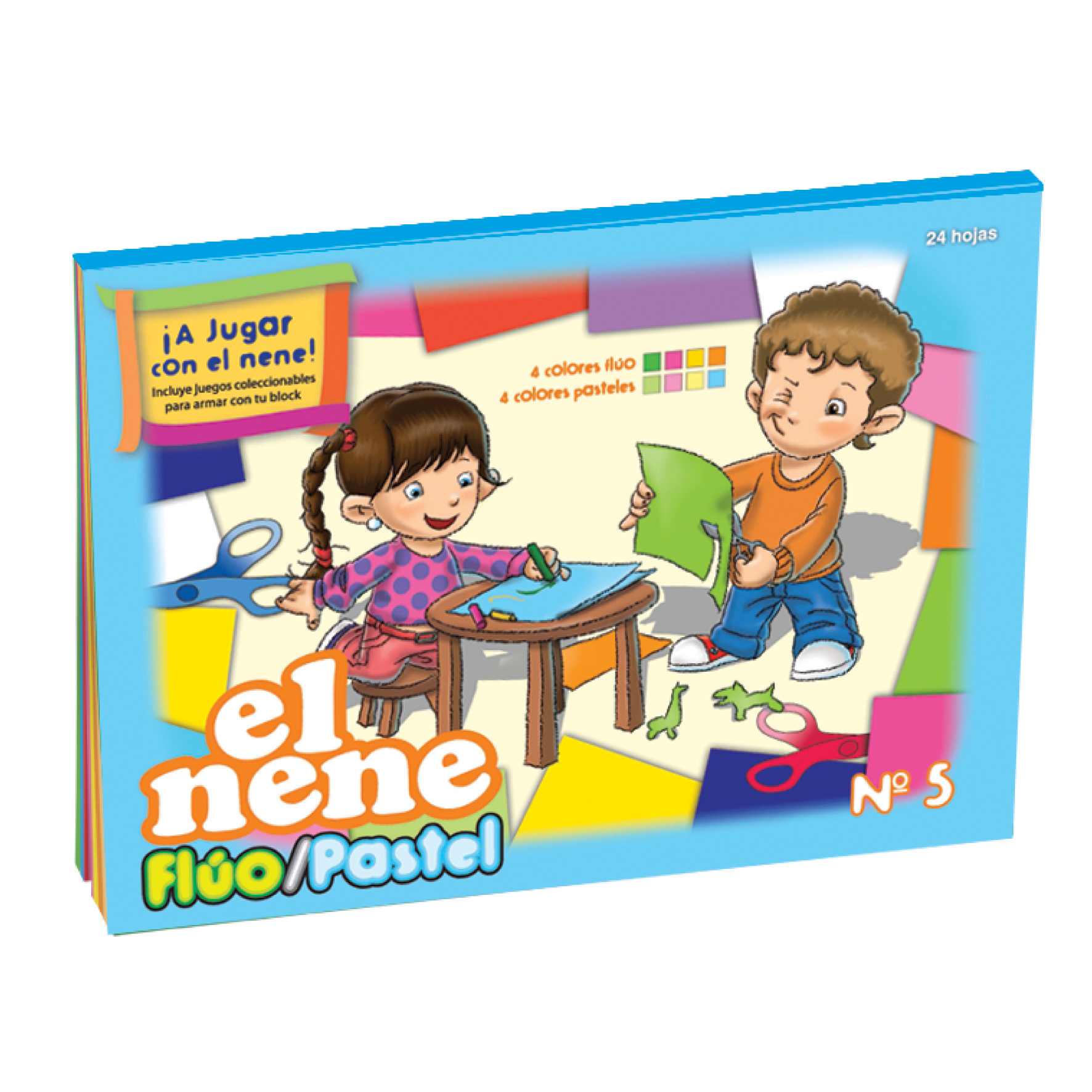  BLOCK N5 EL NENE X 24 HOJAS FLUO PASTEL