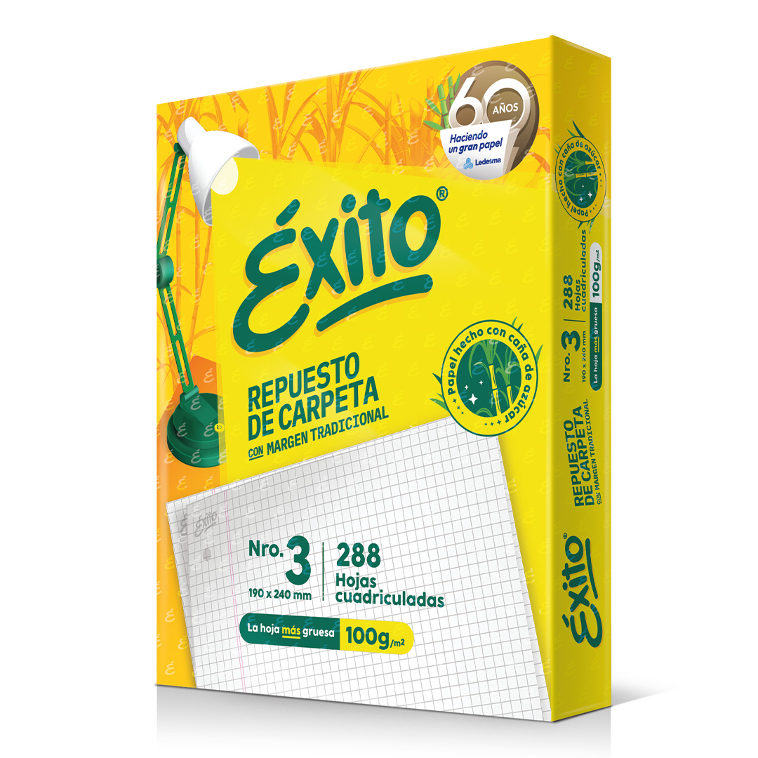  REPUESTO EXITO N3 TRADICIONAL 288 HOJAS CUADRICULADO