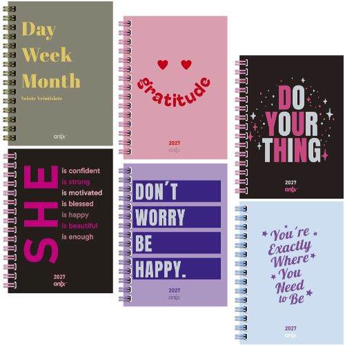 AGENDA ONIX 16X22 N8 ESPIRAL DIA POR  PAGINA FEELINGS