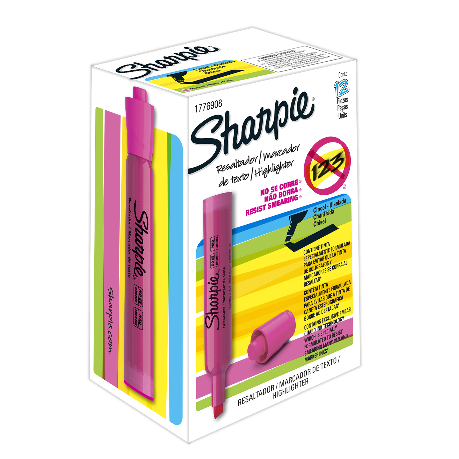  RESALTADOR REDONDO SHARPIE X12 FLUO ROSA