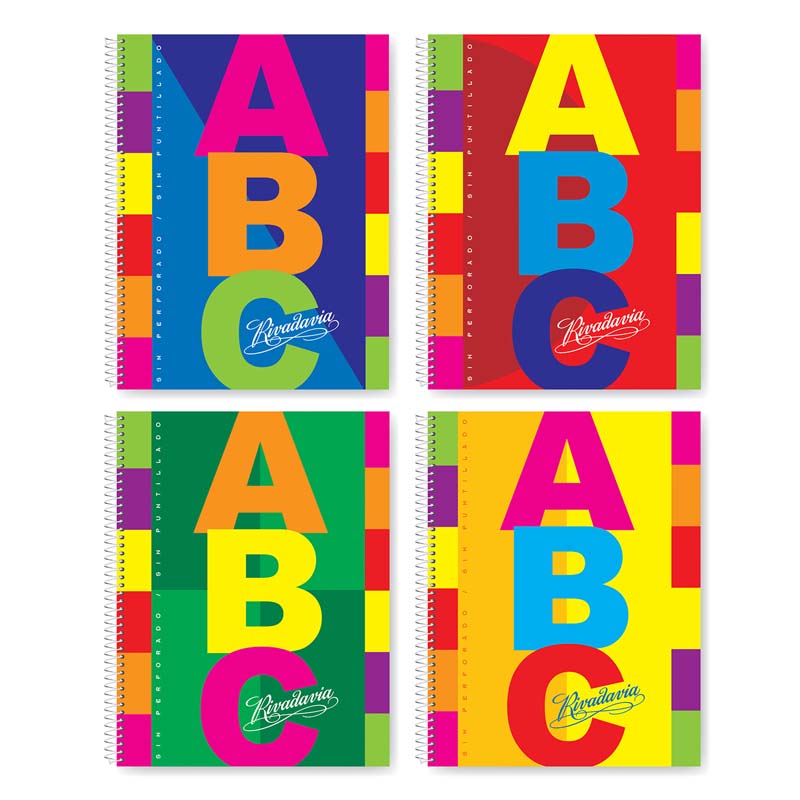  CUADERNO RIVADAVIA 21X27 ABC TAPA CARTON  ESPIRAL 60 HOJAS CUADRICULADO