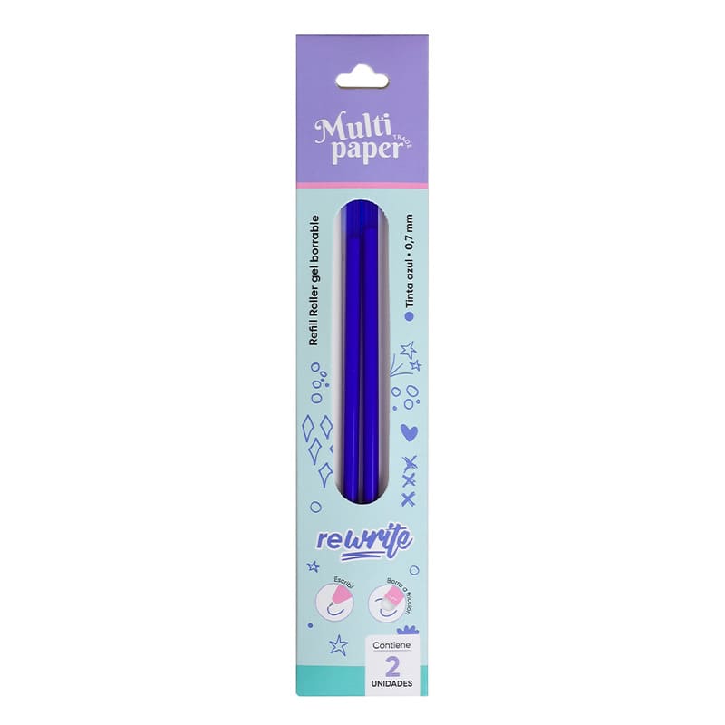  REPUESTO BORRABLE MULTIPAPER BLISTER X2 DISPLAY X20 BLISTERS TINTA AZUL